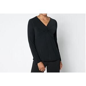 Attitudes By Renee Size L Black Jersey Como Front Knit Top Slinky A662790 NWOT